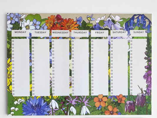 A4 Wildflower Weekly Eco-Friendly Desk Planner