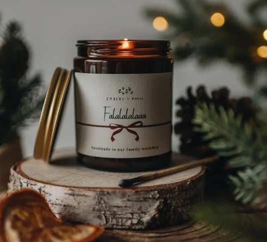 Falalalalaaa Christmas Soy Candle by Embers and Roots