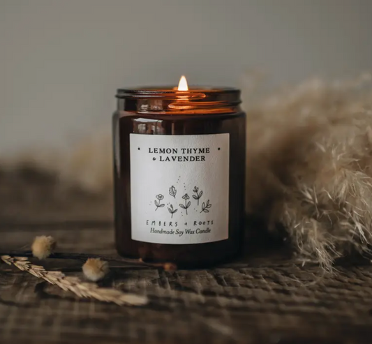 Lemon Thyme & Lavender Soy Wax Candle by Embers & Roots