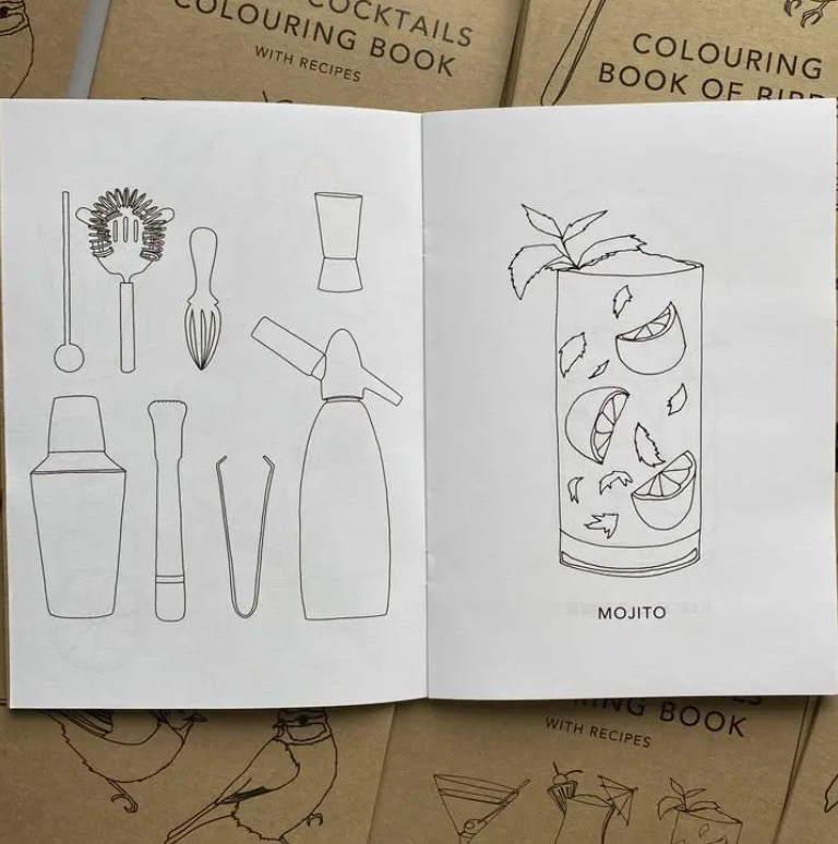 A5 Classic Cocktails Colouring Book